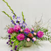 Romantic and modern floral arrangement with peonies, Dahlias, tulips, Gladiolus and more!