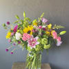 Freshly picked flowers arranged garden style.