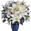In this arrangement, the serenity of the color blue along with the