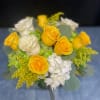 White and Yellow Roses, Green and White Hydrangeas, Solidago and Greenery 