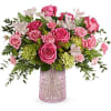Surprise her with Teleflora&#039;s Sparkling Joy Bouquet-hot pink roses, pink spray roses