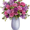 eleflora&#039;s Vivi Bouquet features lavender roses, lavender and purple carnations, lavender stock