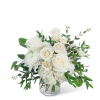 Soft Blush is an exquisite floral arrangement featuring roses, hydrangea, Cremons, and