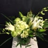 White or Green Hydrangea, Lilies, Roses and Orchids in pure white and