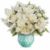 Elegant and stylish, this monochromatic white rose bouquet is elevated by a