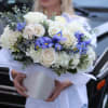 Marine breeze is a fresh and beautiful flower arrangement with irises, white