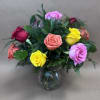 Mixed color short dozen roses in a vase- Pav&eacute; style

Please note that