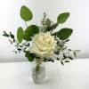 Standard White Rose Handtied Bouquet, mixed Eucalyptus, White Wax Flower, handtied with