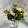 Mixed rose bouquet with filler flowers.