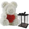 The beautiful 16-inch rose bear is a great addition to your home