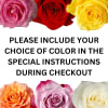 Classic roses in a vase with assorted foliage and accents. Roses are