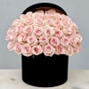 50 Premium Ecuadorian pink roses perfectly arranged in our new hatbox! Make