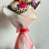 Mix flowers floral hand tied bouquet, beautiful wrapping plastic gold edges you