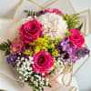 Mix flowers floral hand tied bouquet, beautiful wrapping plastic gold edges you