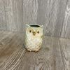 Ceramic owl mug filled with sunflowers. 