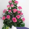 16 Hot pink roses on one side with greens

Flowers and similar colors