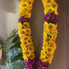 3 ft garland Yellow Chrysanthemum, Mango leaves and  Purple Chrysanthemum