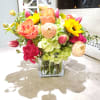 This burst of colors blooms is so fun filled with roses, tulips