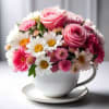Blossom Beauty a sweet bouquet in a cup and saucer, a perfect