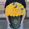 Fresh yellow roses with the butterflies on the top in our velvet