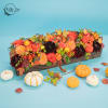 Colorful floral arrangement with beautiful fall colors. The main flowers are dark