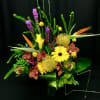 This is a tall one full of bright bold and exotic flowers