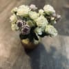 12 fresh cut assorted color Spray Roses delicately arranged in a small