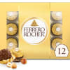 Ferrero Rocher Chocolate con Leche Fino con Avellanas, 12 Unidades, 5.3 oz