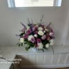 Beautiful purple mist or roses, carnations, daisies, moms and blue delphinium