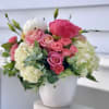 A lovely design in a 6x6 white container with gorgeous white and