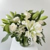 White Day: beautiful white and green arrangement in a clear vase. Main