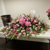 pink hydrangea, pink roses, pink spray roses, pink stargazer lilies, pink carnations