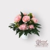 A heartfelt silk flower arrangement designed for sympathy, featuring soft pink hydrangeas