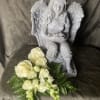 15 inch high 11-inch-wide solid Concrete Angel 

standard price Angel only

Deluxe price