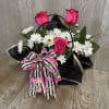 Kraft Paper Flower Bouquet Bag with flowers for mom.  A one-sided