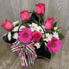 Kraft Paper Flower Bouquet Bag with flowers for mom.  A one-sided