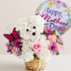 One-sided, 3D arrangement with white carnations crafted in the shape of a