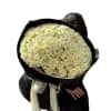 Bouquet of 100 white roses in black packaging