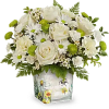 Celebrate them with this captivating white, light yellow, and green bouquet, elegantly