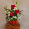 These red roses and snaps are the perfect arrangement to send to