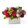 Bright pink blooms mingle among an assortment of lush greenery to create