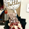 Ramo con 25 rosas, oso de peluche, y globo 
Bouquet with 25