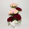 48 Premium Long Stand Pink and Red Roses, White Phalaenopsis Orchids in