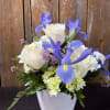 White and Purple Designer&rsquo;s Choice of seasonally fresh blooms