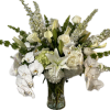 Stunning tall vase of an amazing variety of white flowers...Phalaenopsis orchids, roses