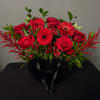 Red roses, red gerbera,astromedia,ruscuis 