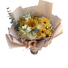 Sunflower, yellow roses,eucalyptus,
Yellow Spray roses, yellow gerbera 
