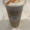 Cold Coffee, Caramel Syrup, and Creamer over Ice