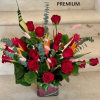 Red Roses and Tropical flowers with Birds of Paradise and Red Gingers.