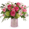 Delight Mom with Teleflora&#039;s Sparkling Joy Bouquet, delivered in a pink glass